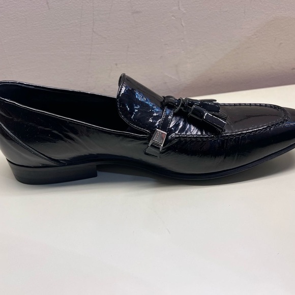 NWT LORIBLU MADE IN ITALY LEATHER  Black Loafers Sleek Slip-Ons